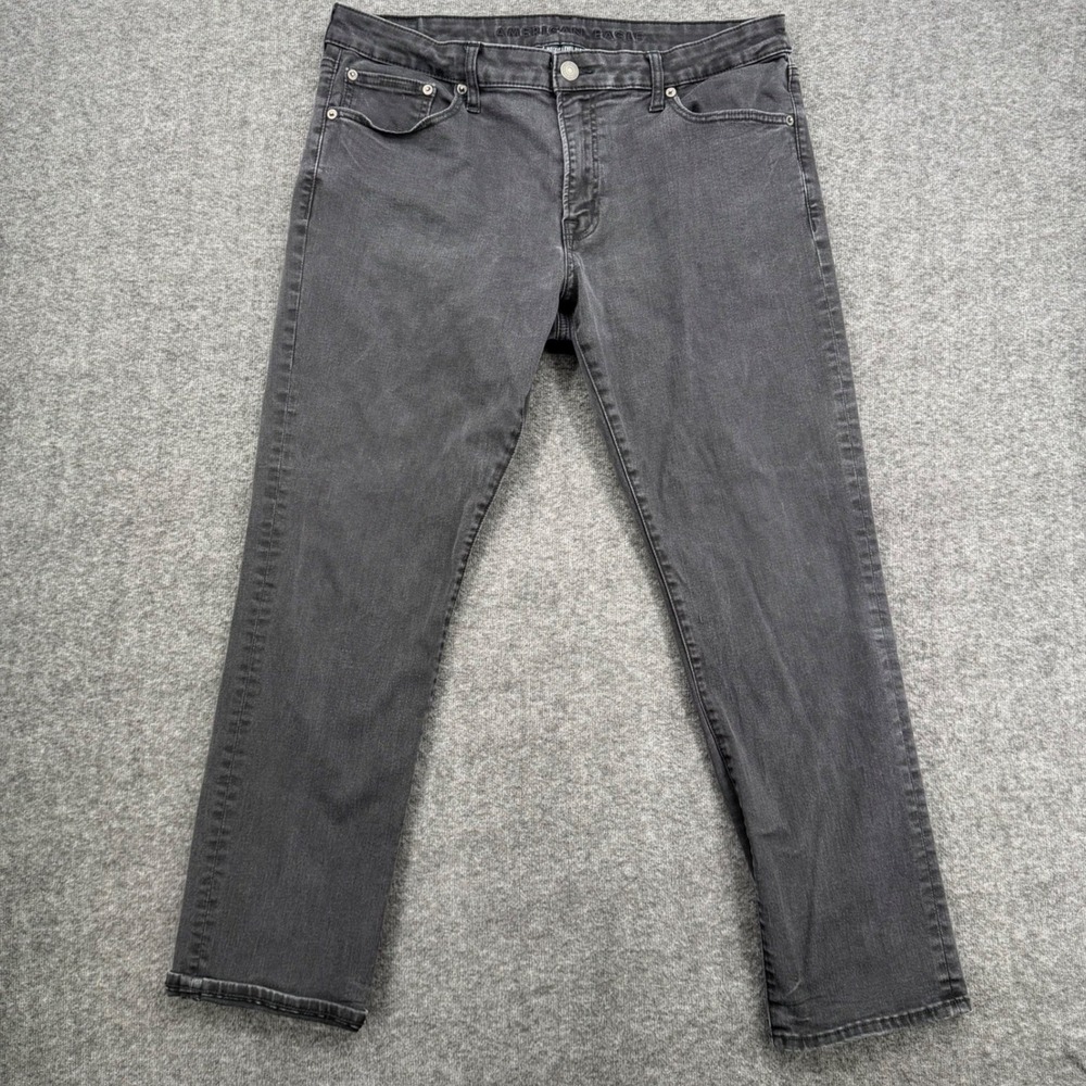 American Eagle Mens Denim Ne(x)t Level Flex Slim Straight Faded Black Jeans